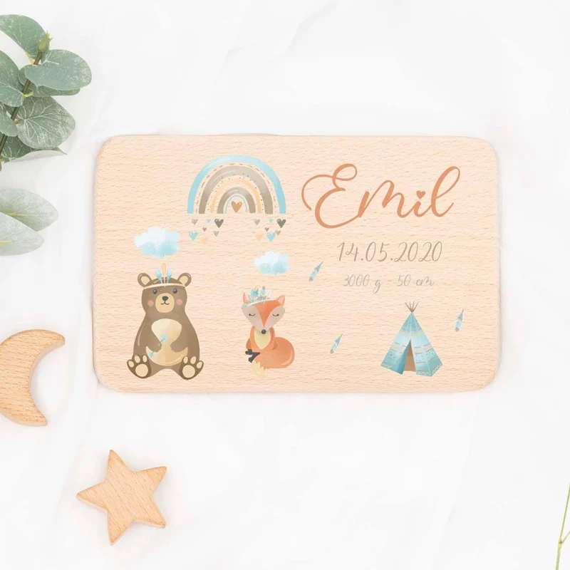 Frühstücksbrettchen Holz personalisiert - Tipi