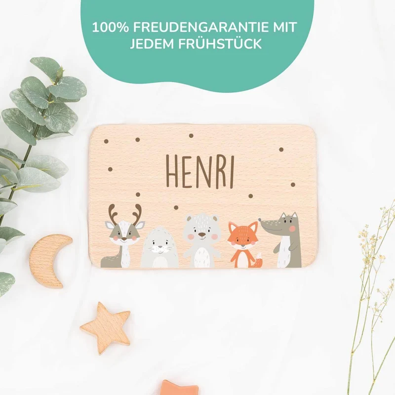 Frühstücksbrettchen Holz Winter Animals