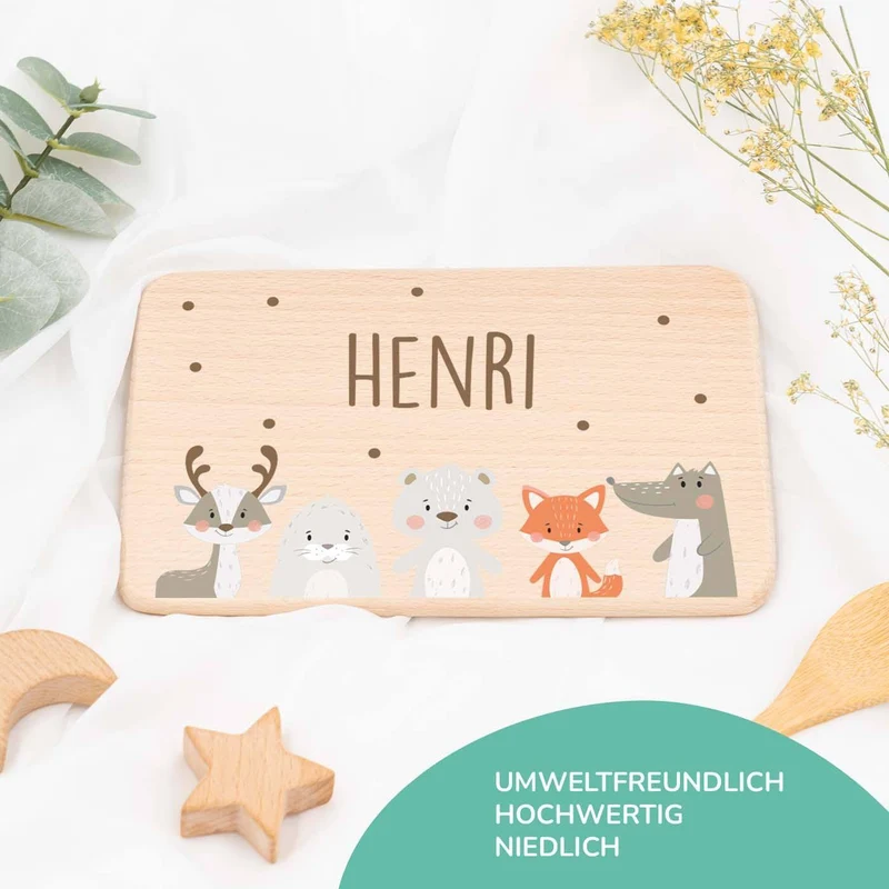 Frühstücksbrettchen Holz Winter Animals