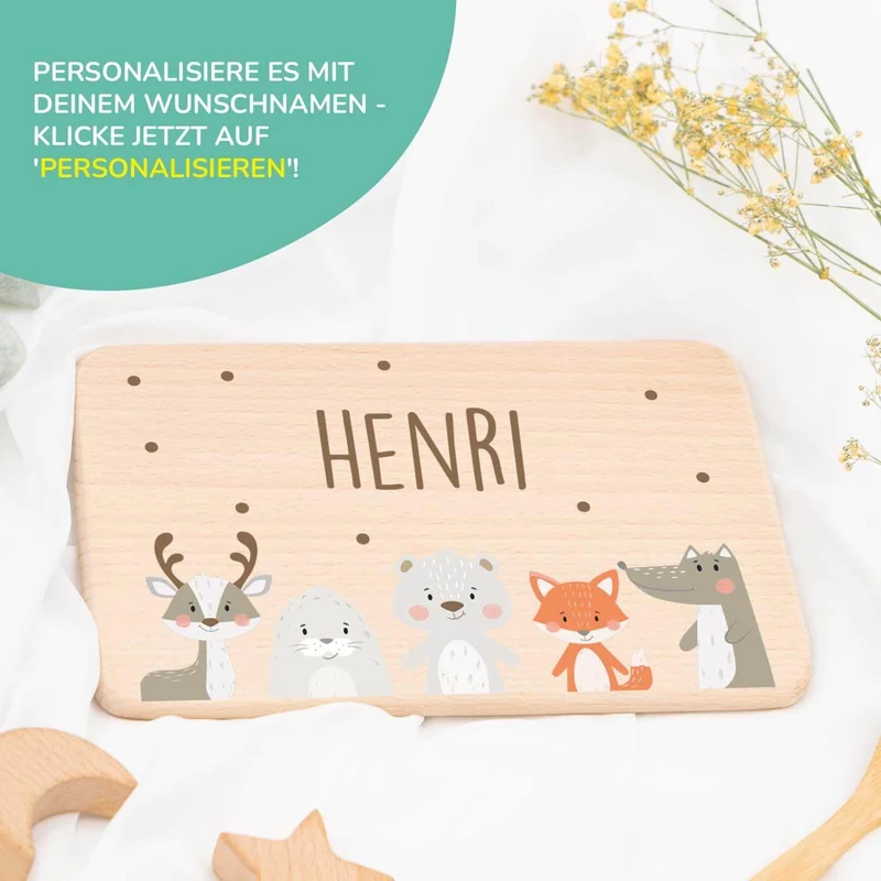 Frühstücksbrettchen Holz Winter Animals