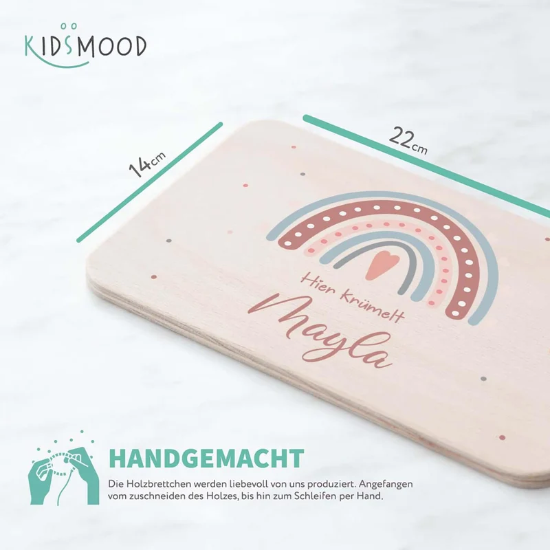 Frühstücksbrettchen Holz Regenbogen