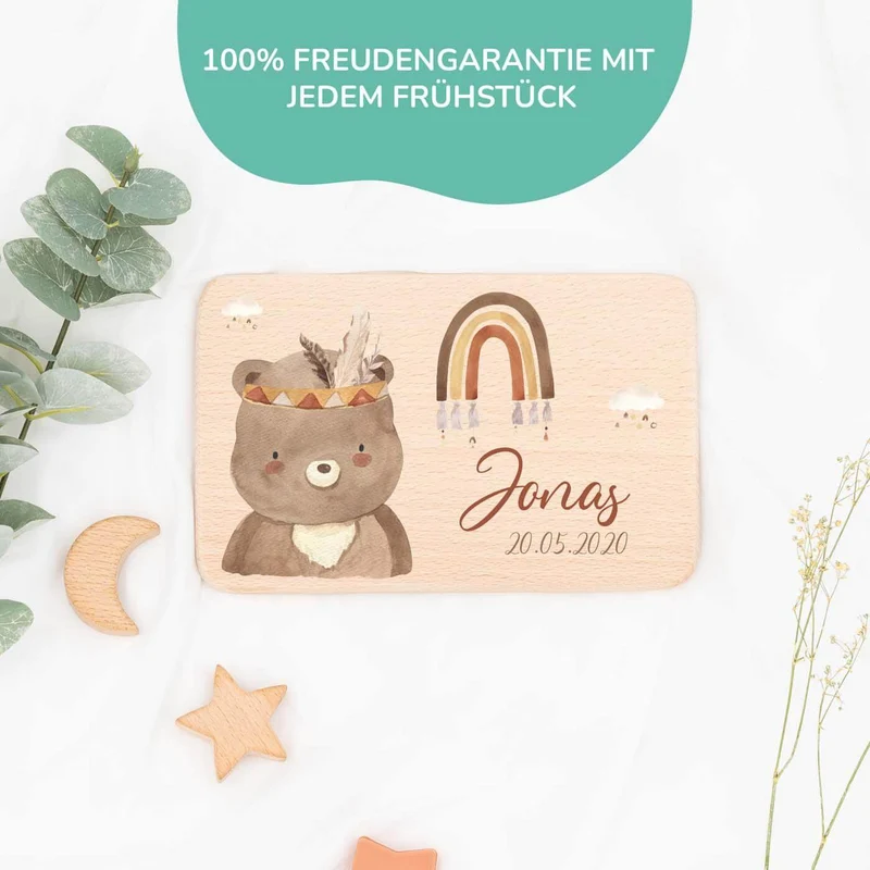 Frühstücksbrettchen Holz Bär Boho