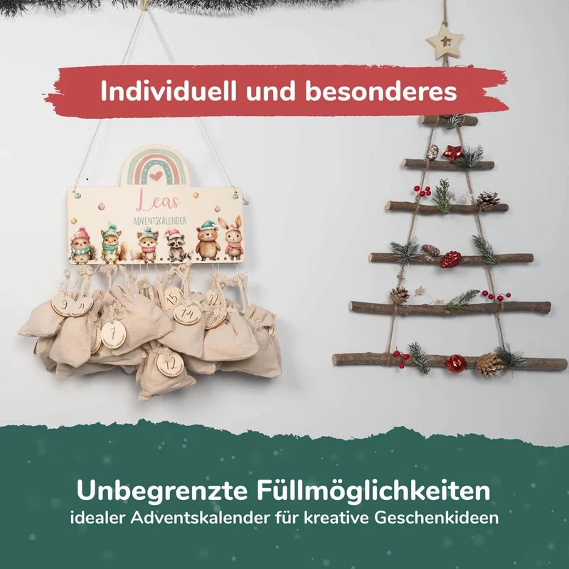 Personalisierte Adventskalender Tierfamilie Winter