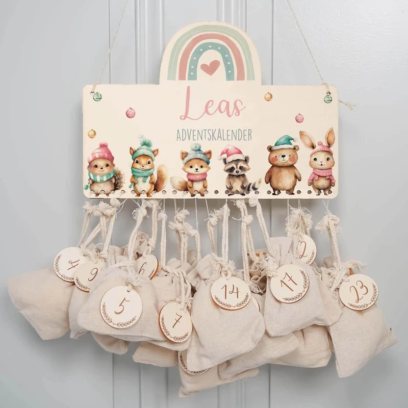 Personalisierte Adventskalender Tierfamilie Winter