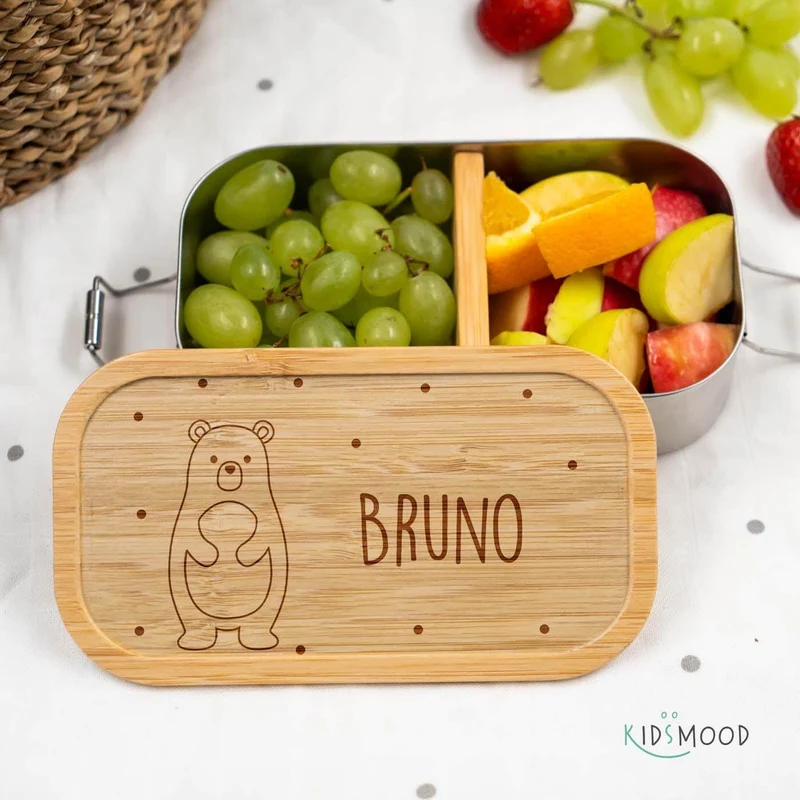 Brotdose Kinder personalisiert - Fröhlicher Bär