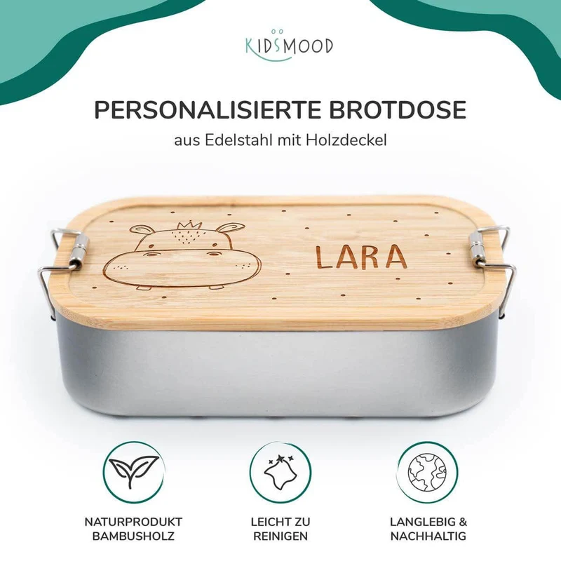 Brotdose personalisiert Nilpferd Gesicht