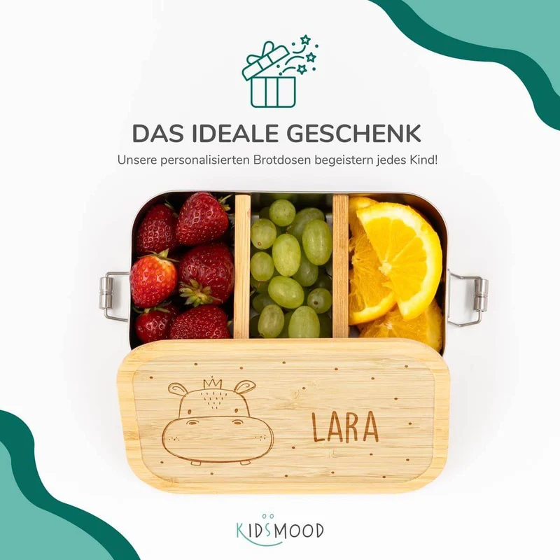 Brotdose personalisiert Nilpferd Gesicht