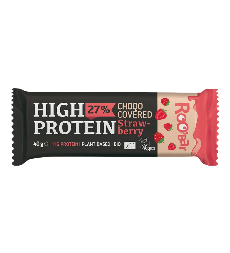 BIO High Protein Pink Chocolate Covered Bar with Strawberries