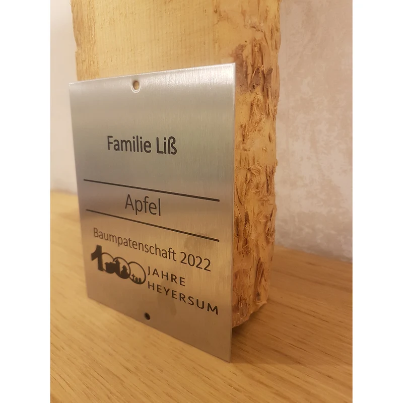 Edelstahl Türschild Werbeschild mit individueller Gravur 100 x 125 mm