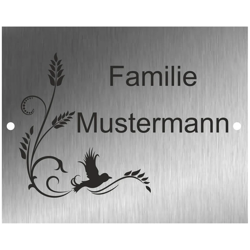 Edelstahl Türschild Werbeschild mit individueller Gravur 100 x 125 mm