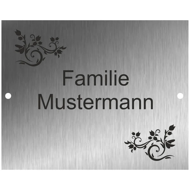 Edelstahl Türschild Werbeschild mit individueller Gravur 100 x 125 mm