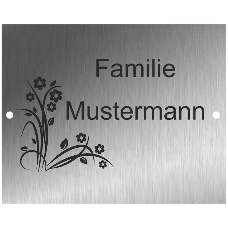 Edelstahl Türschild Werbeschild mit individueller Gravur 100 x 125 mm