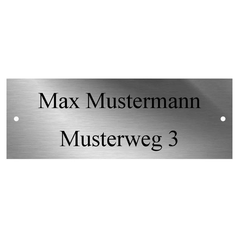 Edelstahl Namensschild Türschild mit individueller Gravur 140 x 50 mm