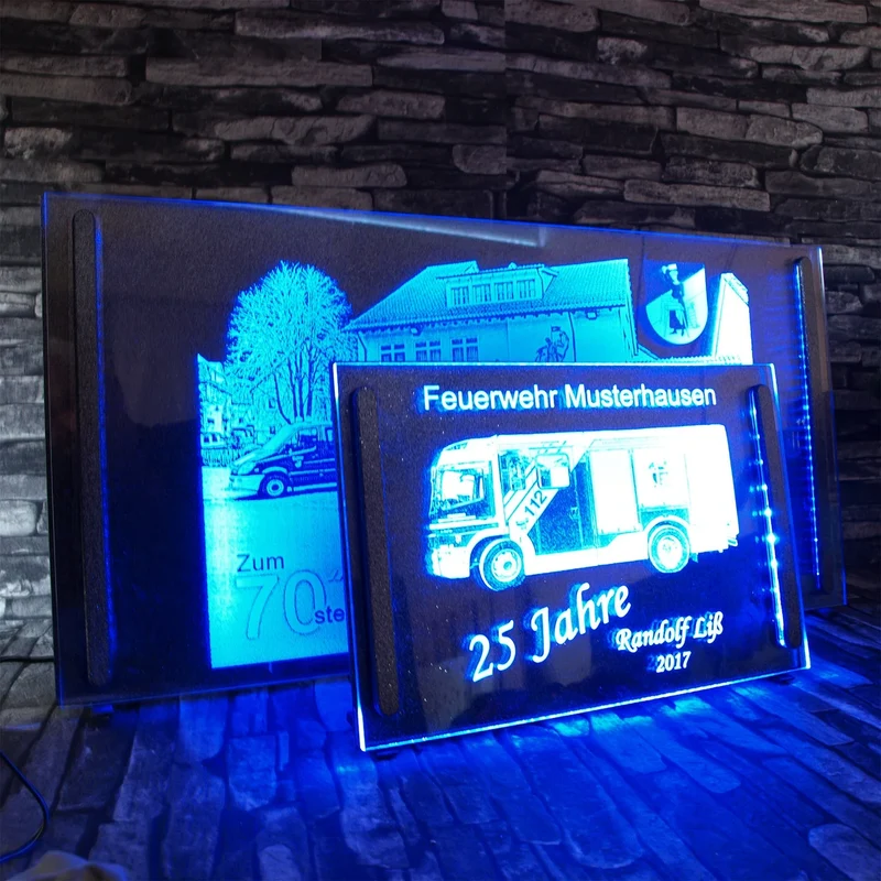 Acrylbild Gravur individuell LED-Beleuchtung verschiedene Größen