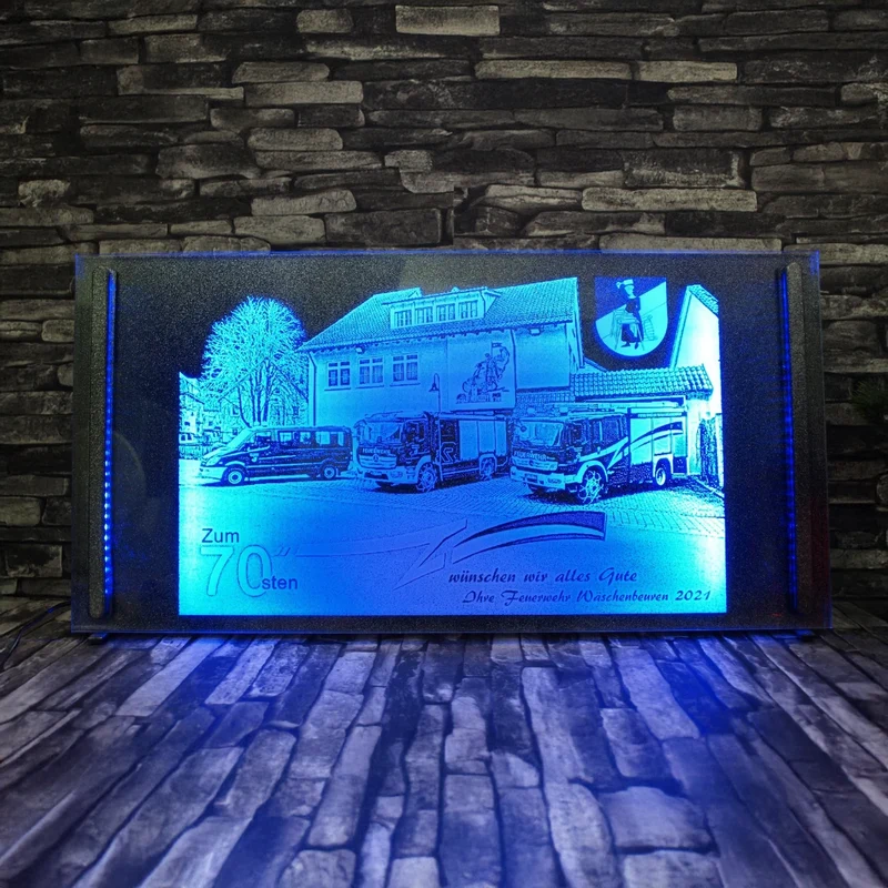 Acrylbild Gravur individuell LED-Beleuchtung verschiedene Größen
