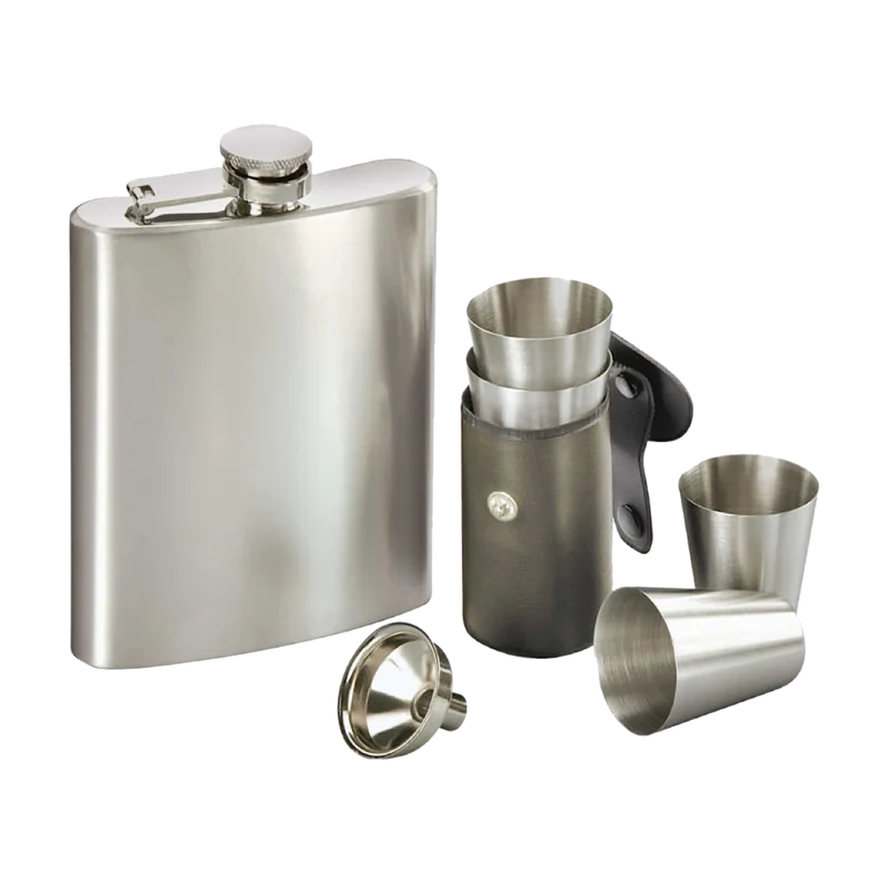 Siebenteiliges Flachmannset – Flachmann mit Gravur