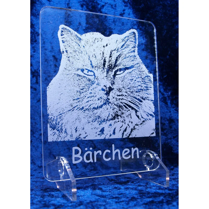 Acrylaufsteller mit Fotogravur