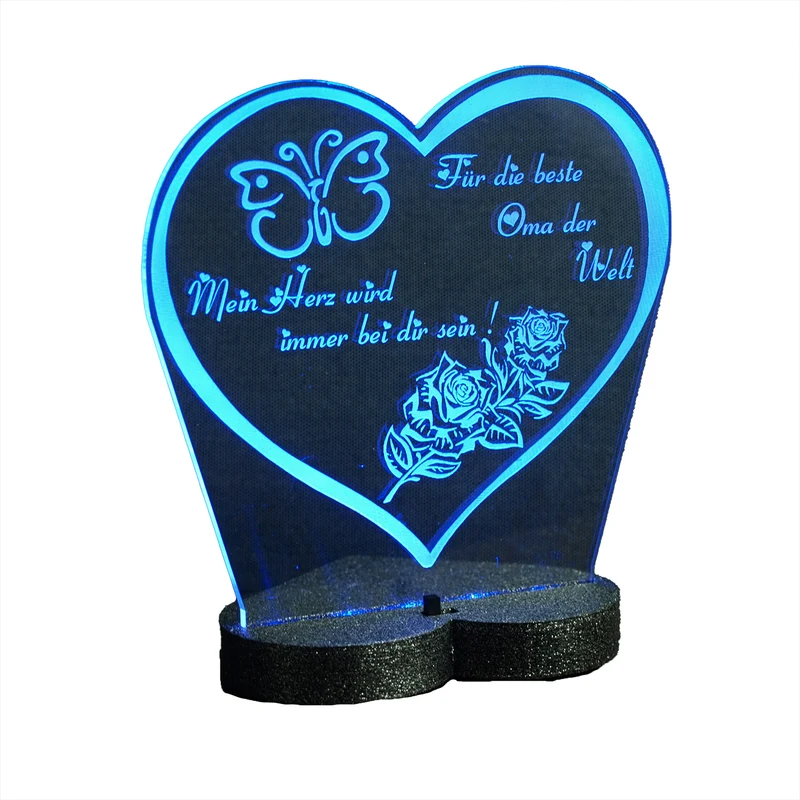 Acryl LED Beleuchtung Herz Aufsteller mit Gravur