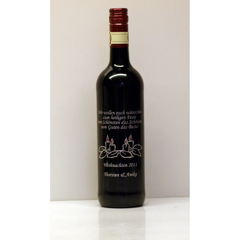 Geschenkset: Rotwein mit einem Rotweinglas Ballon und Geschenkkiste inklusive Gravur