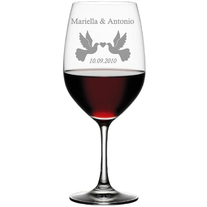 Geschenkset: Rotwein mit einem Rotweinglas Ballon und Geschenkkiste inklusive Gravur