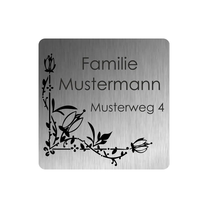Edelstahl Türschild Werbeschild mit individueller Gravur 80 x 80 mm