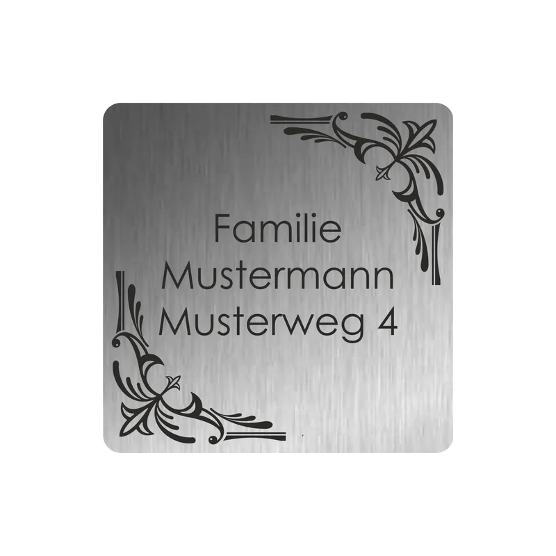 Edelstahl Türschild Werbeschild mit individueller Gravur 80 x 80 mm