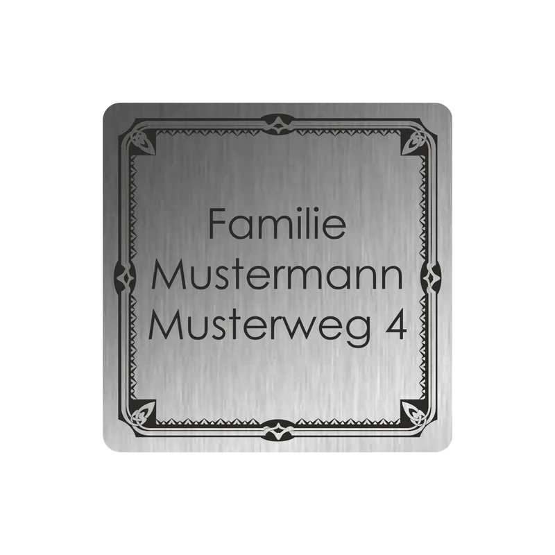 Edelstahl Türschild Werbeschild mit individueller Gravur 80 x 80 mm