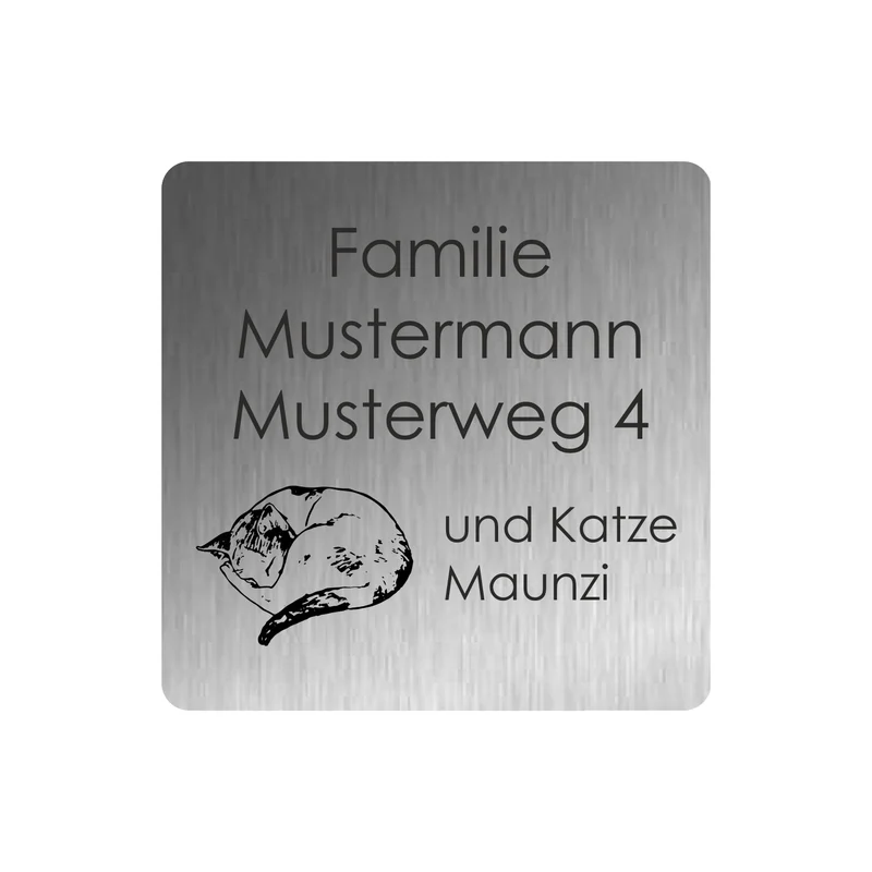 Edelstahl Türschild Werbeschild mit individueller Gravur 80 x 80 mm