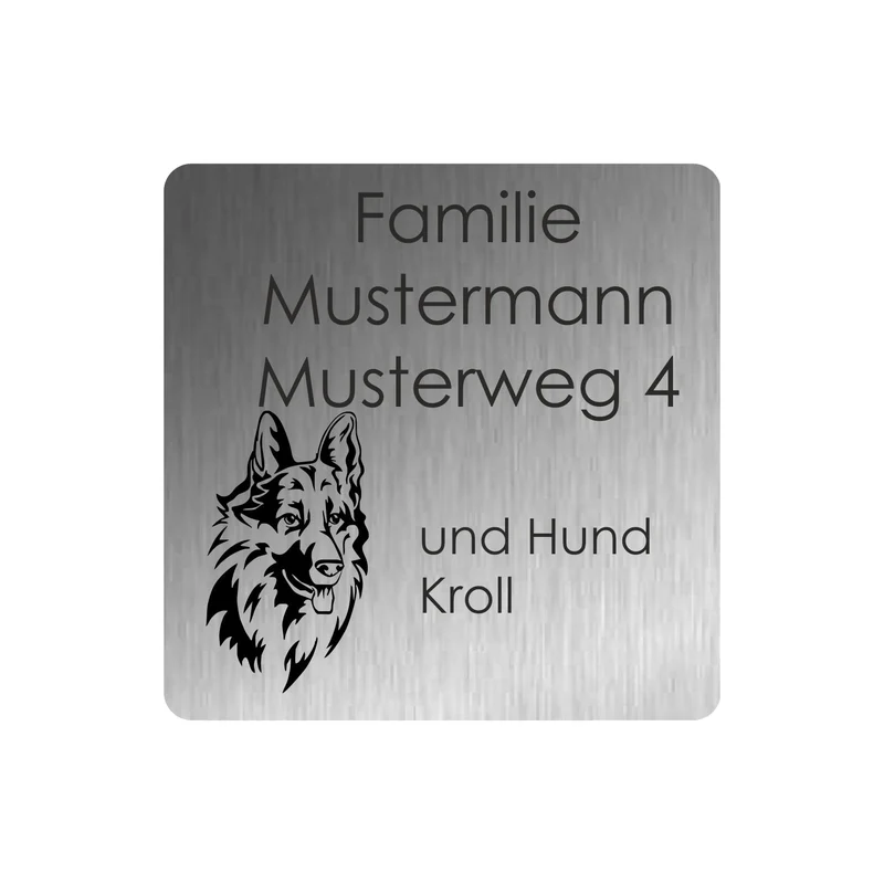 Edelstahl Türschild Werbeschild mit individueller Gravur 80 x 80 mm