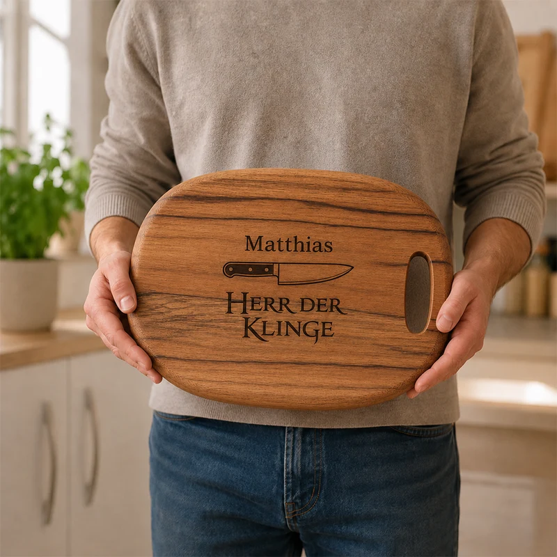 Schneidebrett mit Gravur aus Akazienholz (36 × 26 × 2 cm)