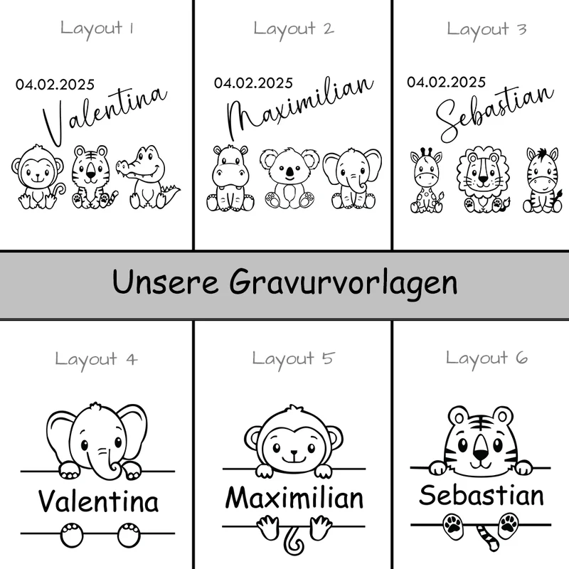 Personalisierter Kinderteller aus Bambusholz mit Saugnapf – inkl. Besteck