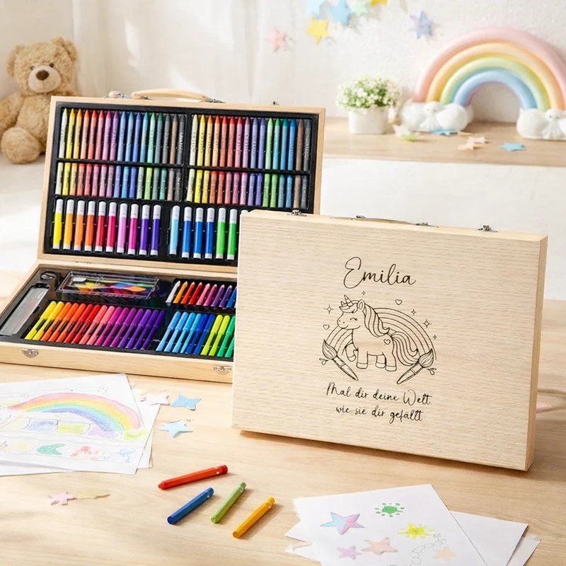 Personalisiertes Malset / Malkoffer mit Gravur für Kinder • 180 Teile