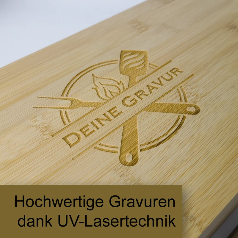 Personalisiertes Grillbesteck • Graviertes Grillset • 5-teilig im Geschenkkoffer aus Echtholz