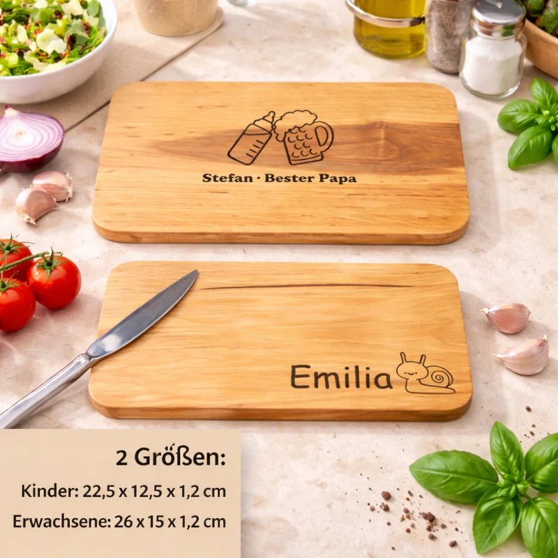 Personalisiertes Frühstücksbrettchen aus FSC®-zertifiziertem Erlenholz für Kinder und Erwachsene