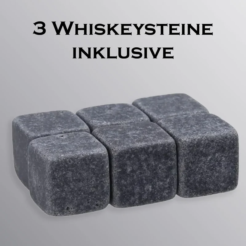 Personalisiertes Whiskyglas im Set inkl. Whiskysteine in Geschenkbox aus Holz