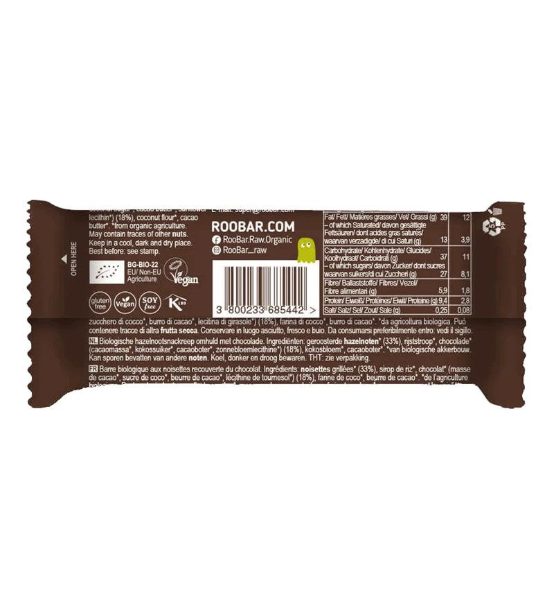 BIO Chocolate Covered Hazelnut Bar