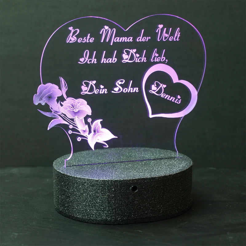 Acryl „Beste Mama“ Muttertag, mit oder ohne LED Beleuchtung