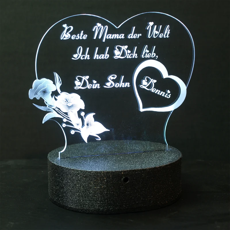Acryl „Beste Mama“ Muttertag, mit oder ohne LED Beleuchtung