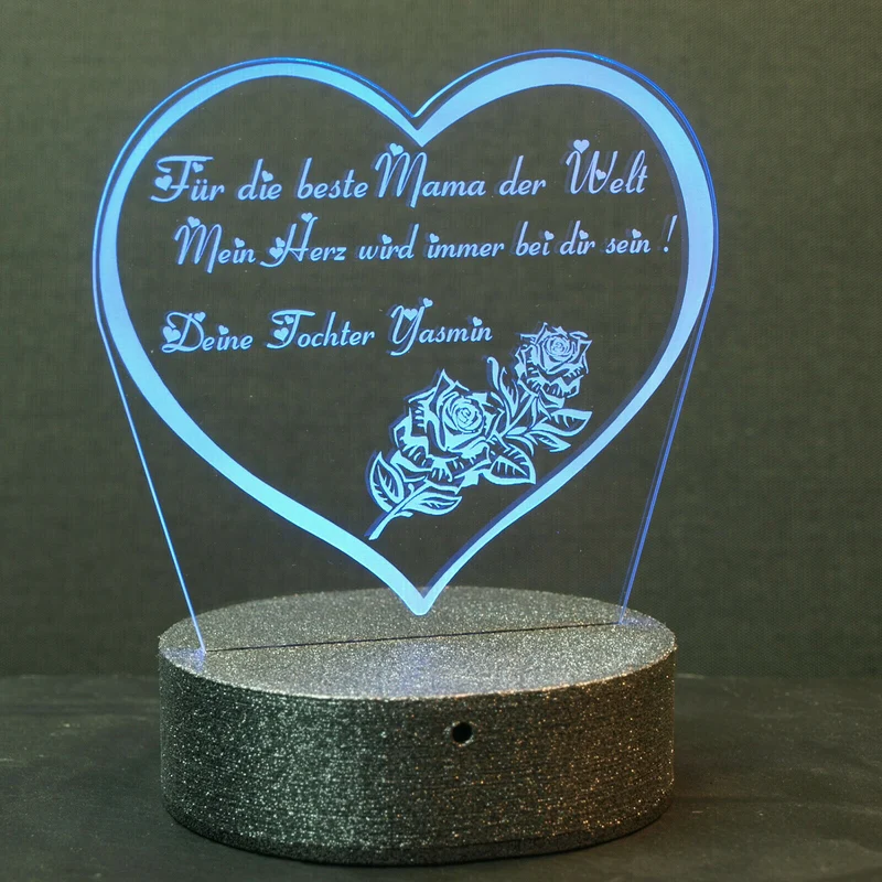 Acryl „Beste Mama“ Muttertag, mit oder ohne RGB LED Beleuchtung