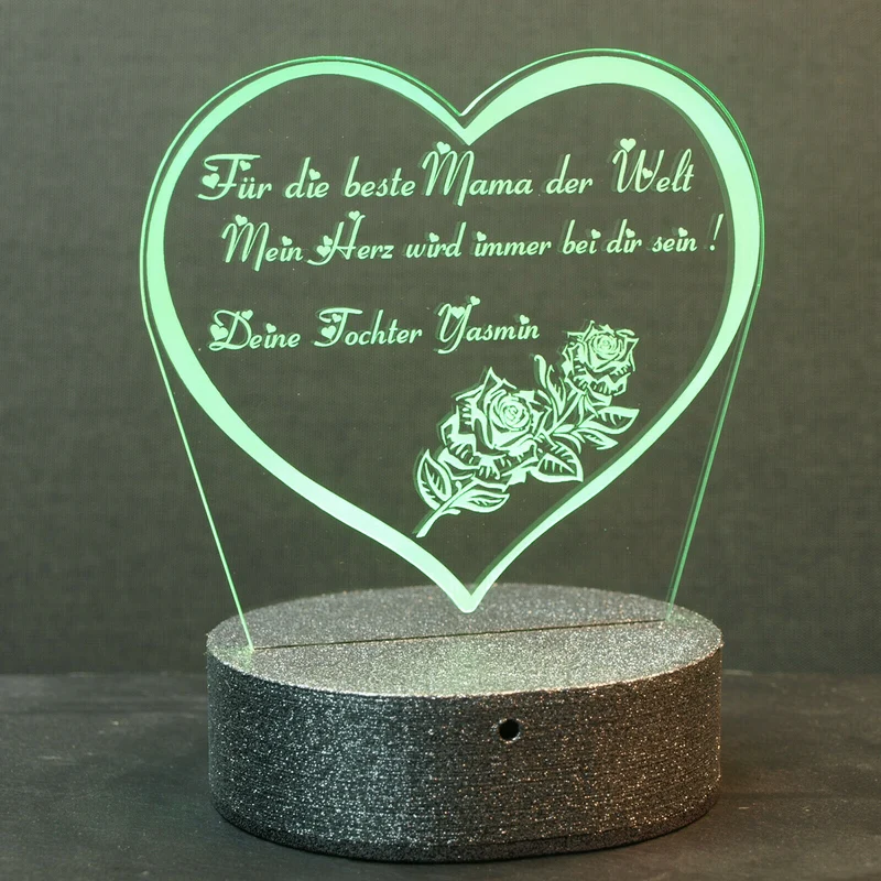Acryl „Beste Mama“ Muttertag, mit oder ohne RGB LED Beleuchtung