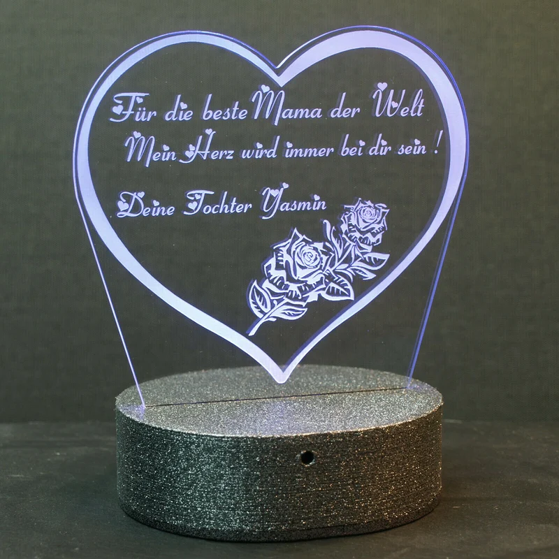 Acryl „Beste Mama“ Muttertag, mit oder ohne RGB LED Beleuchtung