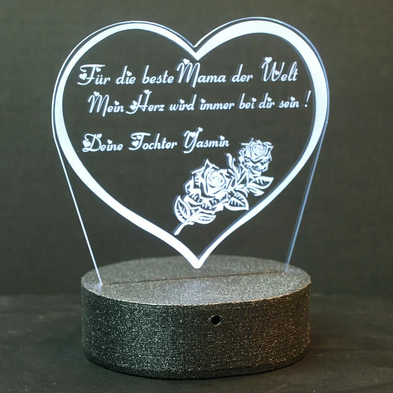 Acryl „Beste Mama“ Muttertag, mit oder ohne RGB LED Beleuchtung