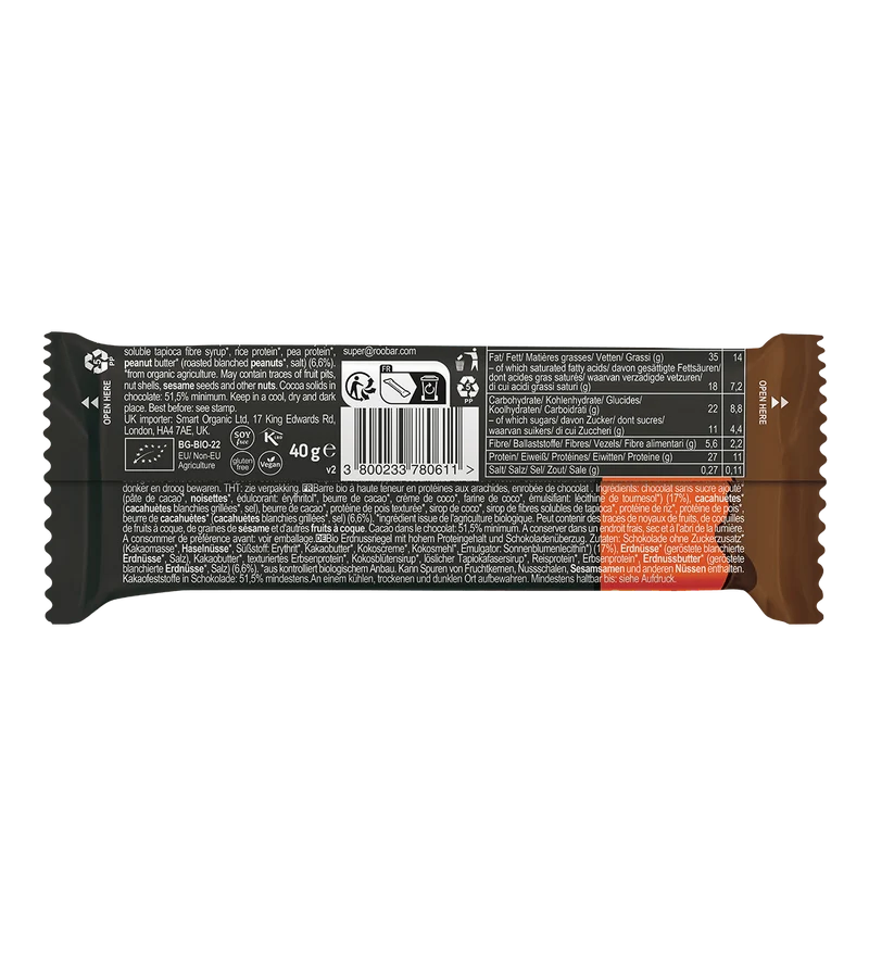 BIO High Protein Chocolate Covered Bar with Peanuts