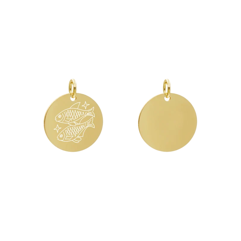 Edelstahlanhänger Rund Goldfarbig Anhänger Sternzeichen