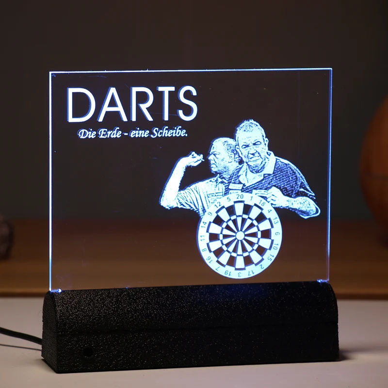 Acrylglas Rechteck 120 × 160 mm mit LED-Beleuchtung, Text- und Fotogravur