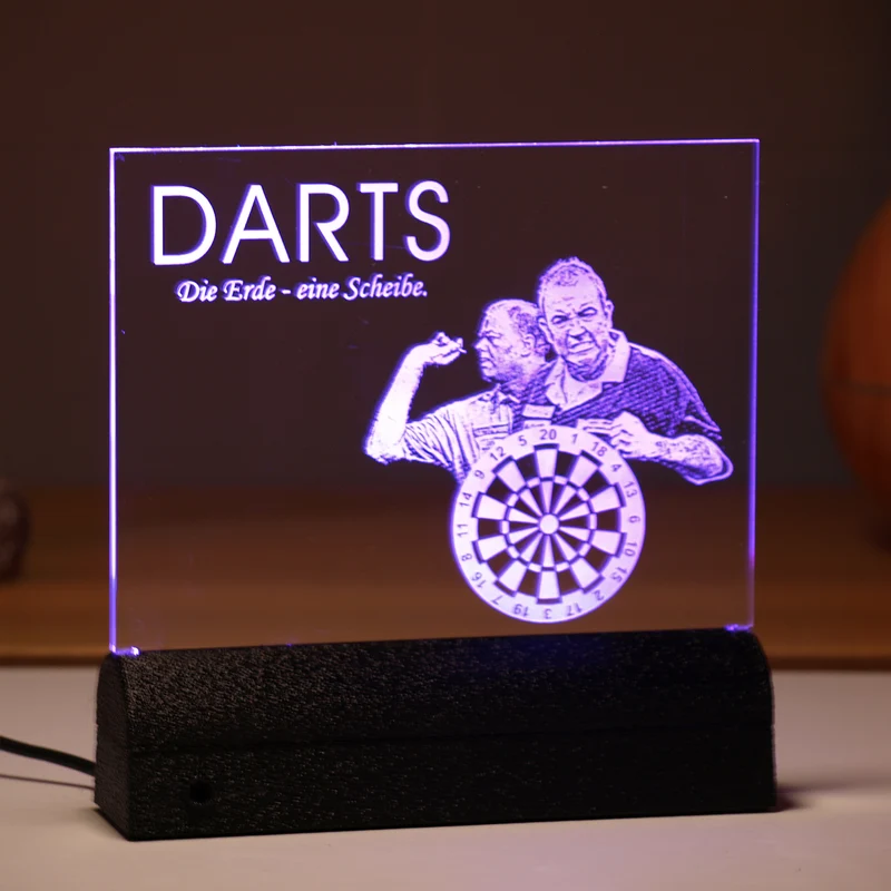 Acrylglas Rechteck 120 × 160 mm mit LED-Beleuchtung, Text- und Fotogravur