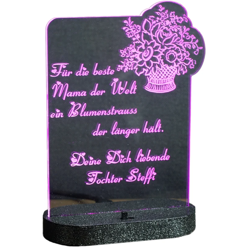 Acryl LED Beleuchtung Blumenstrauß Namensgravur