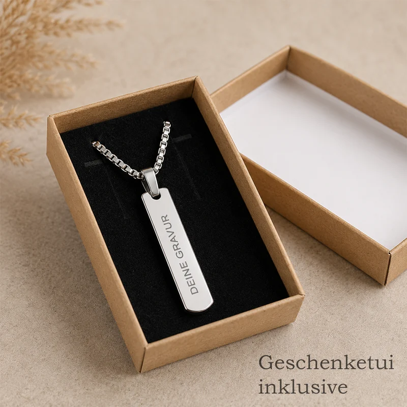 Personalisierte Herrenhalskette aus Edelstahl mit Gravur