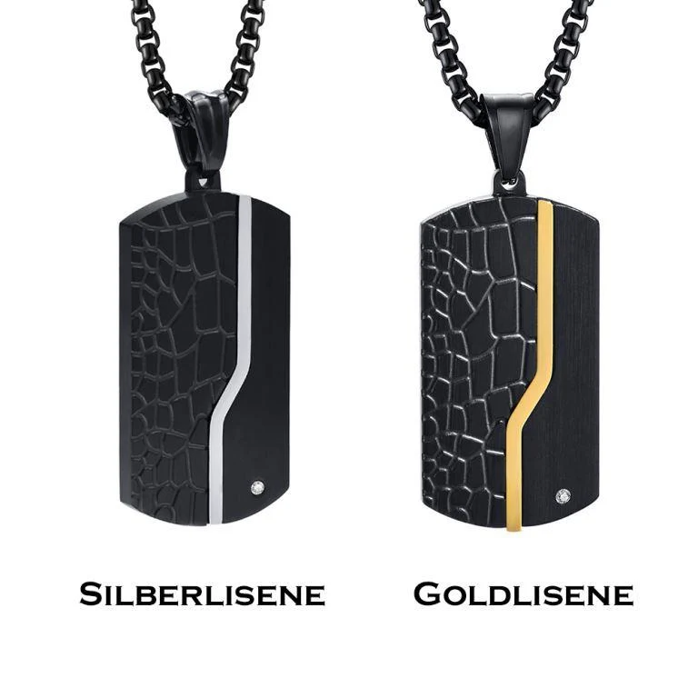 Kette mit Gravur für Herren aus Edelstahl mit Dog Tag Anhänger in Schwarz