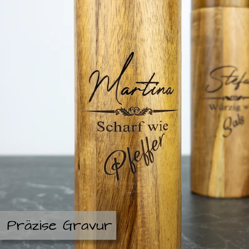 Pfeffermühle & Salzmühle als Set mit Gravur inklusive Geschenkbox